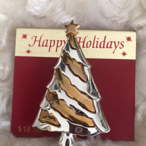 Rare Happy Holidays Snowman & Tree Brooch Pins NWT - Picture 10 of 10